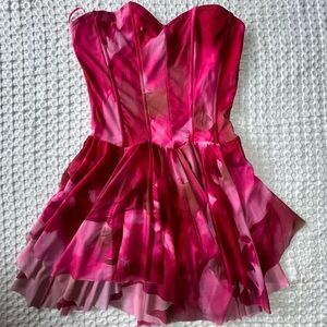 Madrag Women’s Strapless Pink Floral Fit-and-Flare Dress